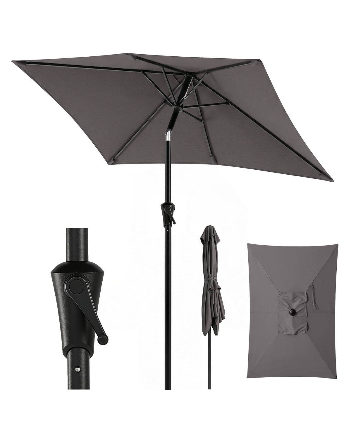 Sunula Sonnenschirm Rechteckig mit Kurbelsystem – stabiler 38 mm Stahlrohr Gartenschirm mit Neigefunktion, UV-Schutz Marktschirm für Balkon, Terrasse & Garten