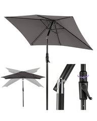 Sekey Sonnenschirm Rechteck 200x300 cm mit Kurbel & Auto-Neigung – stabiler Marktschirm 38 mm Stahlrohr, UV-Schutz, Balkon- & Gartenschirm für Terrasse