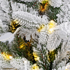 Salcar Künstlicher Weihnachtsbaum mit Schnee und LED Beleuchtung – Realistischer Tannenbaum mit Metallständer, 180 cm / 210 cm, warmweißes Licht