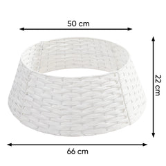 Salcar Weihnachtsbaumdecke aus Poly-Rattan in Weiß – Eleganter Weihnachtsbaumrock, Ø 60 / 66 cm, Stilvolle Abdeckung für den Baumständer