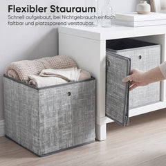 Sekey Aufbewahrungsboxen 6er Set 33 × 33 × 33 cm – Faltbare Stoffboxen mit Grifföse, stabile Ordnungsboxen für Kallax-Regale, Hellgrau