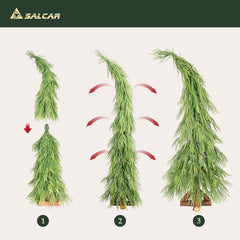 Salcar Künstlicher Weihnachtsbaum mit Holzständer – 100 % PE, zartgrün & naturgetreu – 120 cm / 150 cm, pflegeleicht & stabil