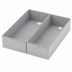 Sekey Schubladen Organizer 2er Set – Faltbare Aufbewahrungsboxen aus Vliesstoff für Kleidung, Unterwäsche & Accessoires, 22 x 51 x 11 cm, Hellgrau Leinenoptik