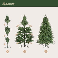 Salcar Künstlicher Weihnachtsbaum Nordmanntanne – PE & PVC, naturgetreuer Christbaum mit Topf oder Metallständer
