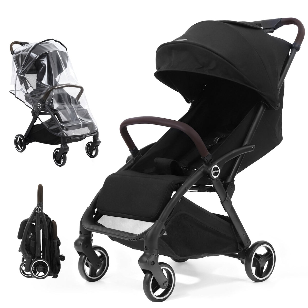 Sekey BW732 Reise-Kinderwagen Ultraleicht & Einhand-klappbar | 3-fach verstellbare Rückenlehne, 4-Rad-Federung, Regenschutz, 5-Punkt-Gurt, Handgepäckgeeignet
