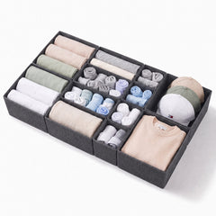 Sekey Schubladen-Organizer 12er Set – Faltbare Kleiderschrank Organizer aus Vliesstoff mit stabiler Bodenplatte, Aufbewahrungsboxen für Unterwäsche, Socken, Kleidung & Accessoires