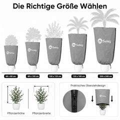 Sekey Winterschutzhauben für Pflanzen mit Reißverschluss & Zugband – Frostschutz aus 80 g/m² Vlies, 5 Größen, Beige, Grau & Weiß, 3er-Set