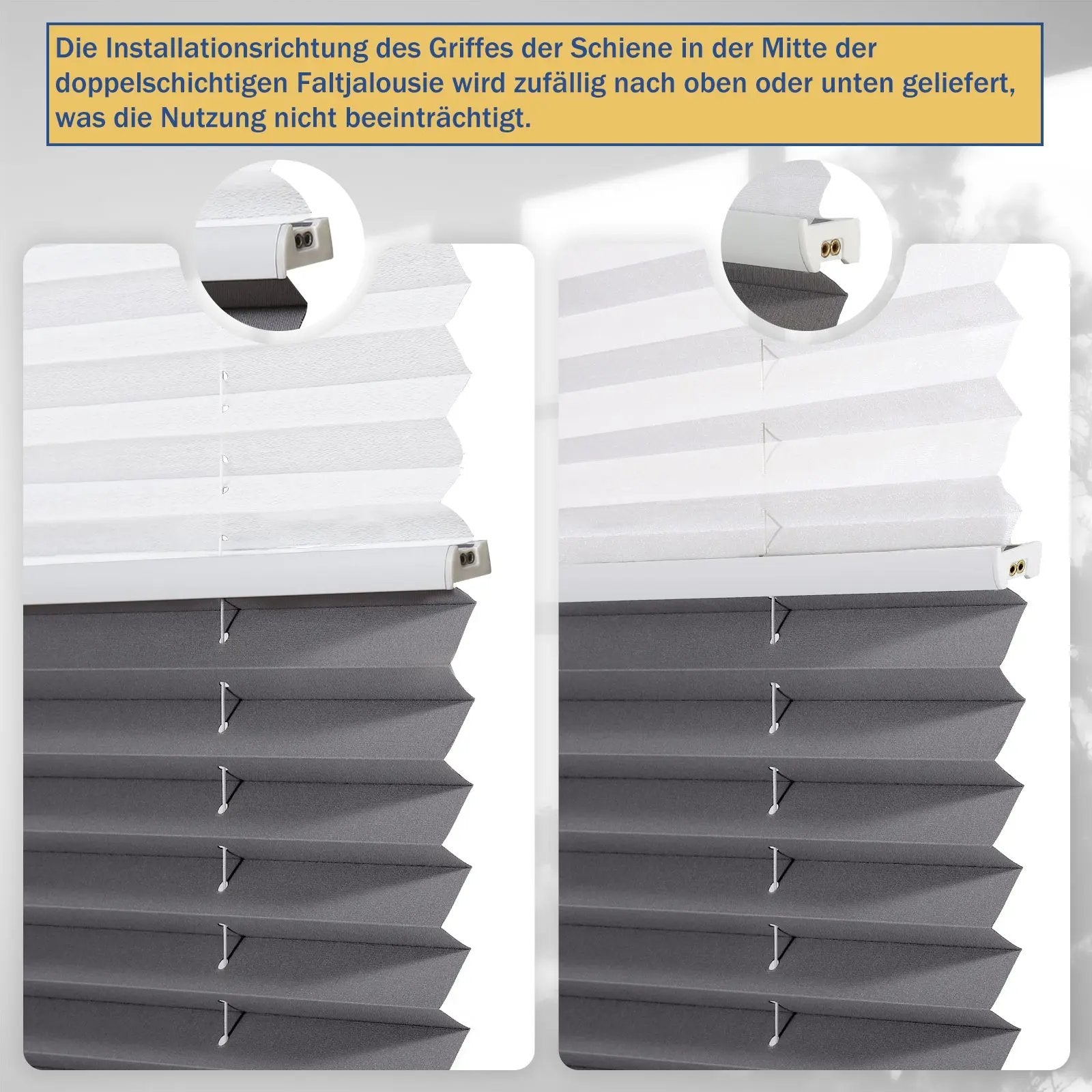Sekey Plissee Day+Night ohne Bohren, 100% Verdunkelung, einfarbig Sekey