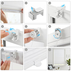Sekey Klemmfix Plissee ohne Bohren – freihängend, verstellbare Schnurspanner, 1,5 cm Alu-Schiene, Weiß