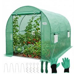 Sekey Winterfestes Foliengewächshaus 3×2×2 m – 6 m² Folientunnel aus verzinktem Stahl, 2 m Stehhöhe, 2 Türen & 4 Fenster, 140 g/m² PE-Folie inkl. Profi-Verankerung