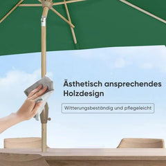 Sekey 210 x 140 cm Alu Sonnenschirm mit Kurbel, Sonnenschutz UV50+, aus Holz-Metall Sekey