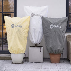 Sekey Winterschutzhauben für Pflanzen mit Reißverschluss & Zugband – Frostschutz aus 80 g/m² Vlies, 5 Größen, Beige, Grau & Weiß, 3er-Set