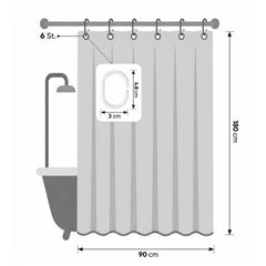 Sekey Duschvorhang, Weiß, Wasserabweisender Badvorhang in Leinenoptik, 100 % Polyester, mit Beschwerungsband & 8 Duschvorhangringen, Waschbar bei 30 °C