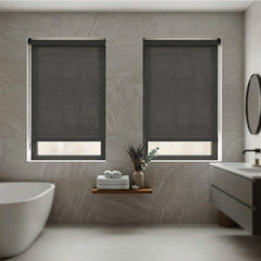 Sekey Klemmfix Seitenzugrollo Grau in Leinenoptik – Lichtdurchlässiges Fensterrollo ohne Bohren mit Klemmträgern & Schraubmontage