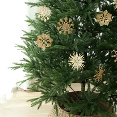 Salcar 12-teiliges Weihnachtsbaumschmuck aus Stroh – Handgemachte Strohsterne Set, natürliche Christbaum Anhänger für nachhaltige Weihnachtsdekoration im skandinavischen Stil