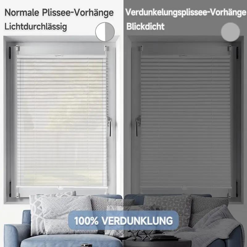 Sekey Plissee ohne Bohren, 100% Verdunkelung,Weiß Sekey
