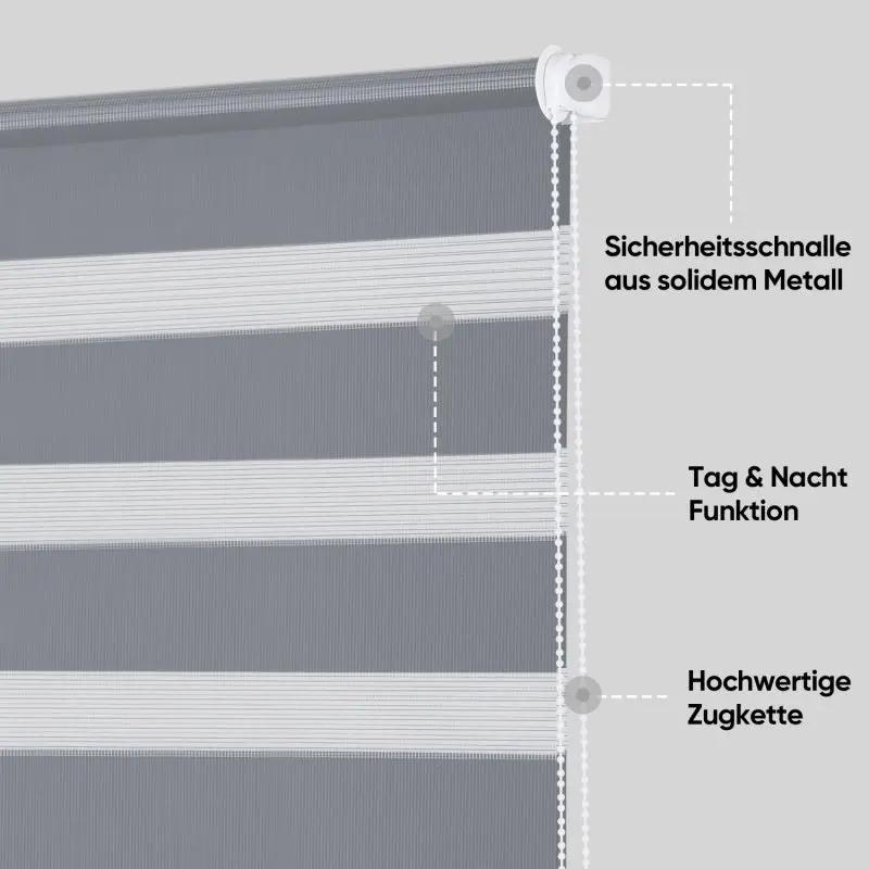 Sekey Doppelrollo ohne Bohren oder mit Bohren, Grau Sekey