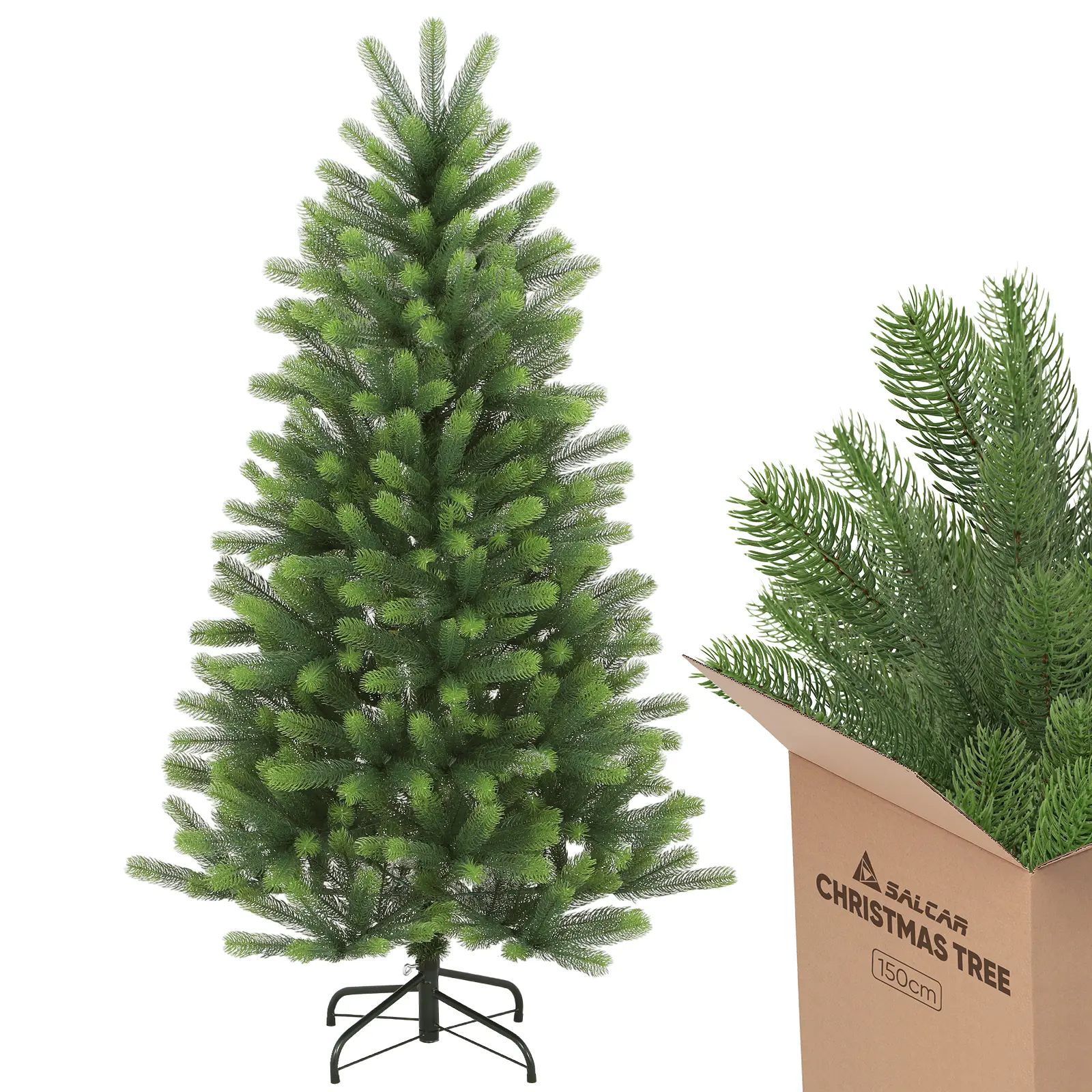 Salcar 180/210/240cm Künstlicher Weihnachtsbaum, Nordmanntanne, mit 762/1080/1576 PE Spitzen Salcar