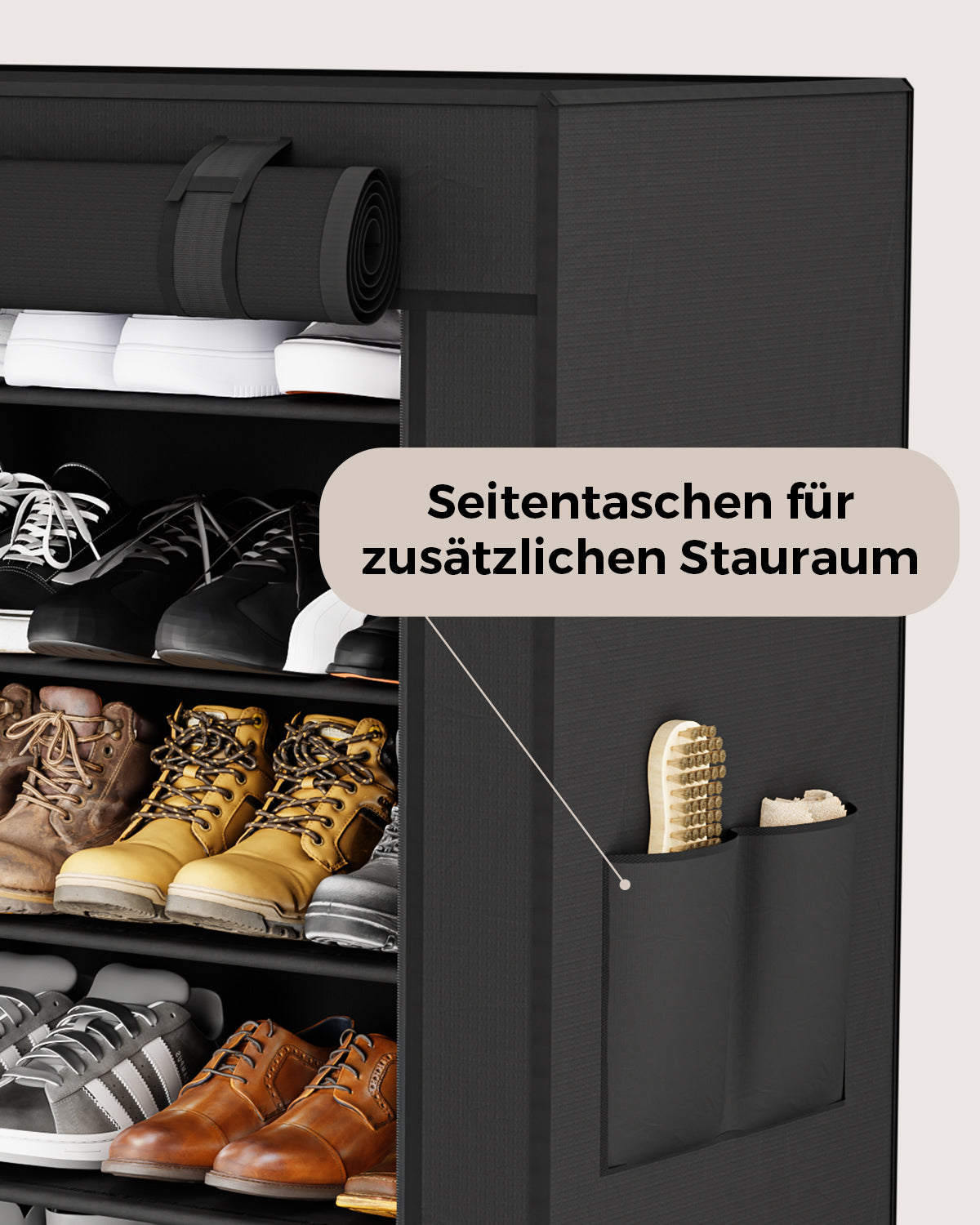 Sekey Schuhschrank mit 9 Ebenen – Multifunktionales Schuhregal mit Staubschutz, 2 Größen wählbar (58 oder 85 cm Breite), anpassbare Ablagen, einfache Montage, Schwarz Sekey
