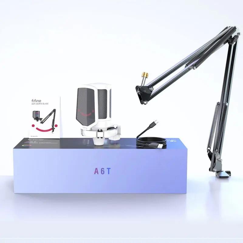 Fifine USB Kondensator Mikrofon mit Arm und Stummschalttaste, A6T Sekey
