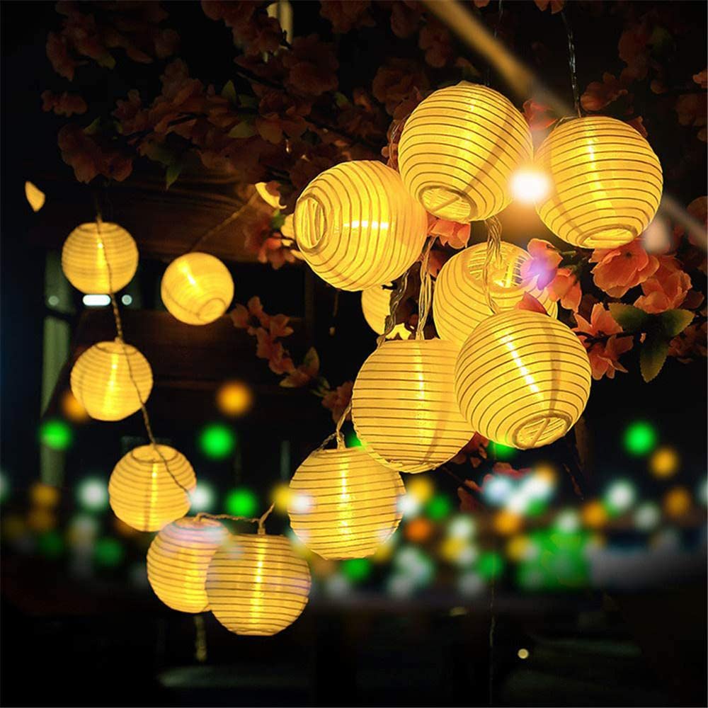 Salcar LED Lichterkette Außen mit Lampions – Warmweiß, Wetterfest, Timer & 8 Modi, Strombetrieben für Garten, Terrasse, Balkon & Hof Salcar