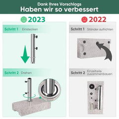 Sekey 25 kg Granit Sonnenschirmständer für Halbrund Sonnenschirm Sekey