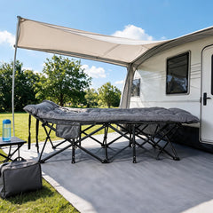 Sekey XXL Klappbett 202 × 80 × 45 cm – Extra breites Feldbett mit 7 cm Matratze, Campingbett bis 200 kg, Faltbares Gästebett mit Seitentasche aus Oxford-Gewebe für Camping, Garten & Outdoor