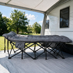 Sekey XXL Klappbett 202 × 80 × 45 cm – Extra breites Feldbett mit 7 cm Matratze, Campingbett bis 200 kg, Faltbares Gästebett mit Seitentasche aus Oxford-Gewebe für Camping, Garten & Outdoor