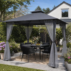 Sekey Pavillon 3x3m Wasserdicht Stabil Winterfest mit 4 Moskitonetzen – Gartenpavillon mit UV-Schutz 50+, Metallrahmen, Partyzelt für Garten, Terrasse, Hof, Events & Camping