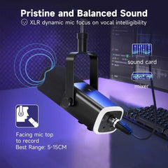 Fifine USB / XLR Dynamisches Mikrofon mit Arm, Stummschalttaste und Kopfhörerbuchse Sekey