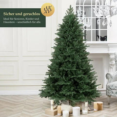 Salcar 120 /150 /180 /210cm Künstlicher Weihnachtsbaum mit Holzständer, Nordmanntanne, mit 725 /980 /1290 /1525 PE-Zweigen und 203 /544 /722 /993 PVC-Zweigen Salcar
