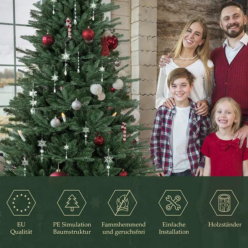 Salcar 120 /150 /180 /210cm Künstlicher Weihnachtsbaum mit Holzständer, Nordmanntanne, mit 725 /980 /1290 /1525 PE-Zweigen und 203 /544 /722 /993 PVC-Zweigen Salcar