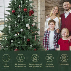 Salcar 120 /150 /180 /210cm Künstlicher Weihnachtsbaum mit Holzständer, Nordmanntanne, mit 725 /980 /1290 /1525 PE-Zweigen und 203 /544 /722 /993 PVC-Zweigen Salcar