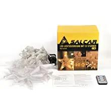 Salcar 2 x 1 m LED Lichtervorhang mit Fernbedienung, 12 Sternen, 108 LEDs, 31V GS-zertifizierte Stromversorgung Salcar