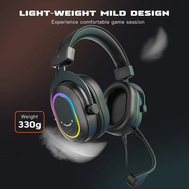 Fifine USB Gaming Headset mit Mikrofon, 3 EQ-Modi und 50mm Treiber Sekey
