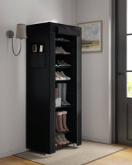 Sekey Schuhschrank mit 9 Ebenen – Multifunktionales Schuhregal mit Staubschutz, 2 Größen wählbar (58 oder 85 cm Breite), anpassbare Ablagen, einfache Montage, Schwarz Sekey