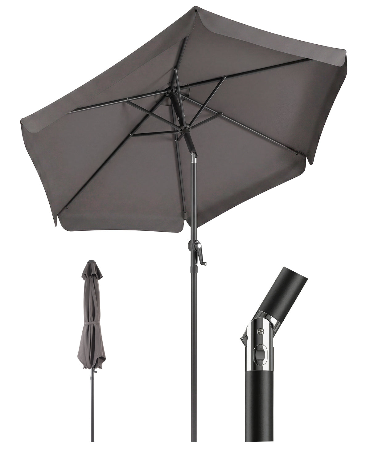 Sekey Sonnenschirm Ø200 cm rund mit Kurbel & Knickfunktion – Balkon Sonnenschirm UV50+, wetterfest & stabil für Terrasse, Garten & Camping