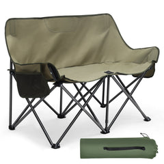 Sunula Faltbarer Campingsofa für 2 Personen, Tragbarer Campingstuhl bis 150 kg, Mit Armlehne und Tragetasche, Outdoor-Faltstuhl, Ideal für Picknick, Camping, Garten, Balkon, Angeln Sekey