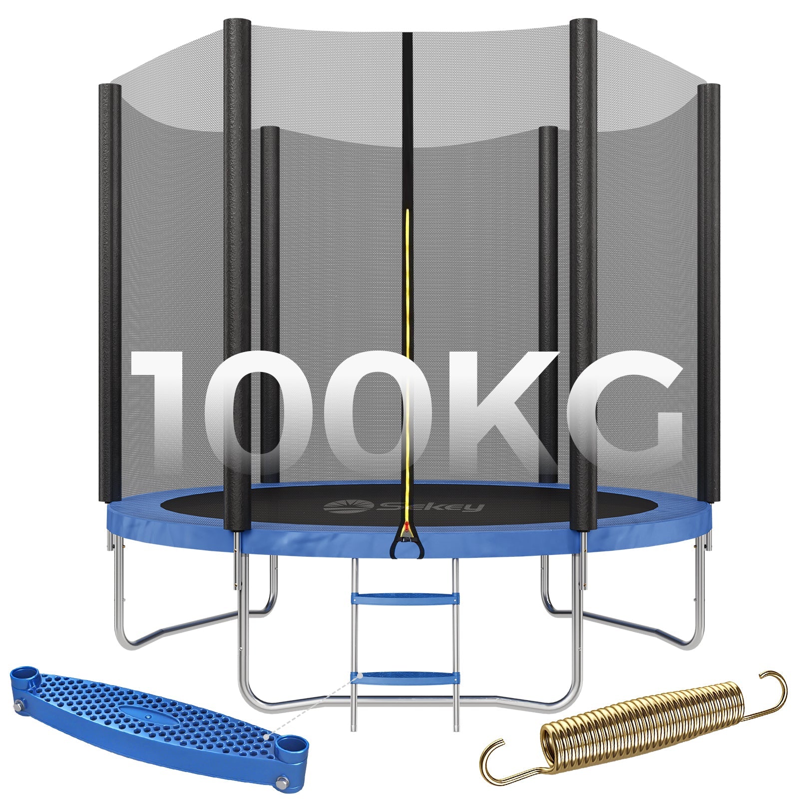 Sekey Trampolin Ø 244 cm für Garten – TÜV/GS-zertifiziertes Outdoor Trampolin mit Sicherheitsnetz, W-Beinen & Leiter – Wetterfest & stabil für Kinder ab 3 Jahren Sekey