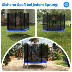 Sekey Trampolin Ø 244 cm für Garten – TÜV/GS-zertifiziertes Outdoor Trampolin mit Sicherheitsnetz, W-Beinen & Leiter – Wetterfest & stabil für Kinder ab 3 Jahren Sekey