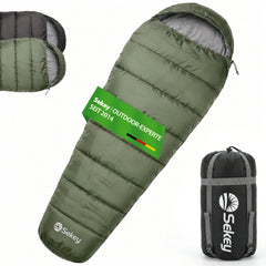 Sekey 4-Jahreszeiten Mumienschlafsack Erwachsene – 1,7 kg Schlafsack mit Anti-Klemm-Reißverschluss, wasserabweisend & atmungsaktiv, Komforttemperatur +5 °C, für Camping, Trekking & Outdoor