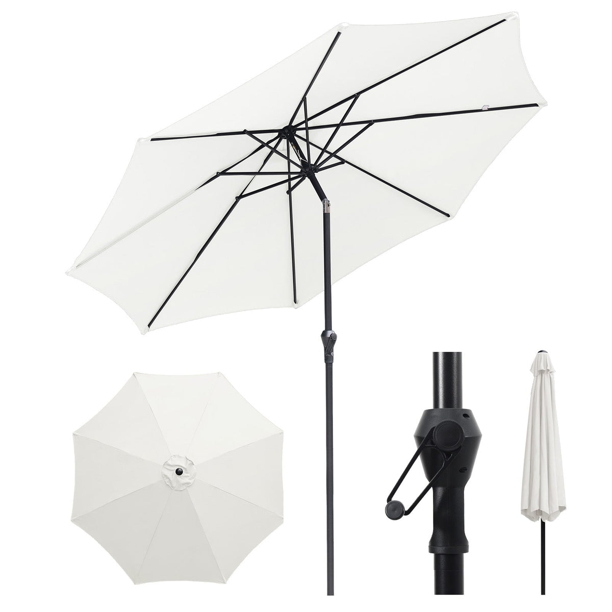 Sekey Sonnenschirm 300 cm Alu Gartenschirm Rund, Marktschirm Knickbar, mit Kurbel Sekey