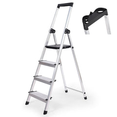 Sekey Aluminium Trittleiter 4/5 Stufen – Klappbar, Rutschfest, Mit Werkzeugablage, TÜV EN131-2, 140/160 cm, Bis 150 kg, Für Haushalt, Garage & Garten