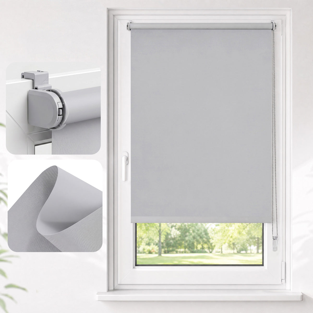 Salcar Thermorollo ohne Bohren Klemmfix Hellgrau – Verdunkelungsrollo für Fenster & Tür mit Thermobeschichtung, Sonnenschutz, Hitzeschutz & Sichtschutz