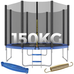 Sekey Trampolin Ø 305 cm für den Garten – TÜV/GS-zertifiziertes Outdoor Trampolin mit Sicherheitsnetz, W-Beinen & Leiter – bis 150 kg belastbar, wetterfest & kindersicher Sekey