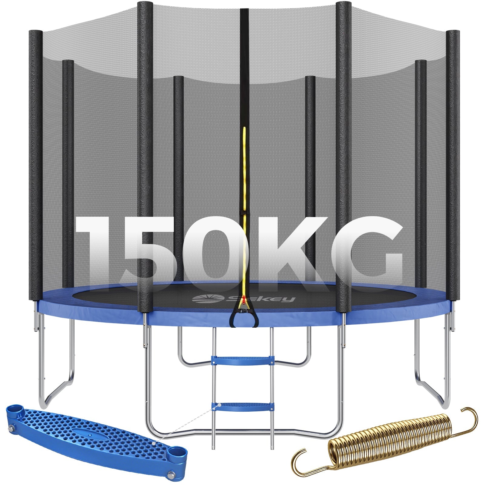 Sekey Trampolin Ø 366 cm für Garten – TÜV/GS-zertifiziertes Outdoor Trampolin mit Sicherheitsnetz, W-Beinen & Leiter – wetterfest & kindersicher, bis 150 kg belastbar Sekey