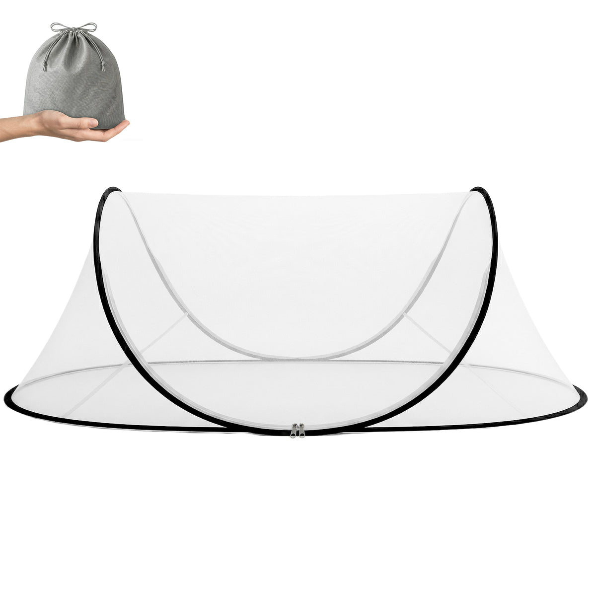 Sekey Pop Up Moskitonetz Bett 200×80×56 cm – Faltbares Reise-Mückennetz, Ultraleichtes Camping Bettzelt, 2 Reißverschlüsse, Insektenschutz für Indoor & Outdoor