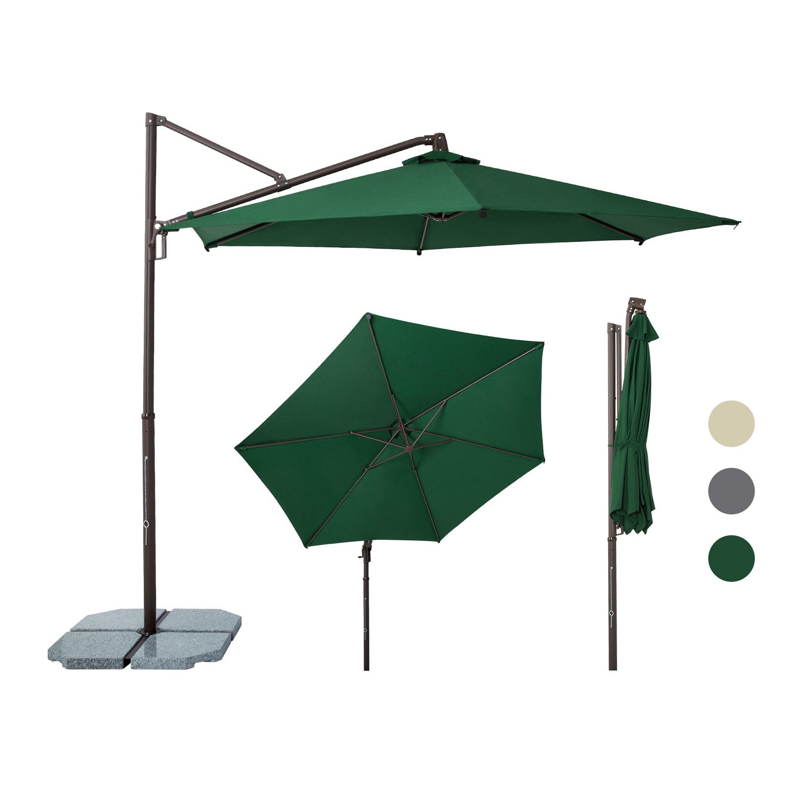 Sekey Ampelschirm 300 cm Aluminium Sonnenschirm mit 360° Drehung, Neigefunktion, UV50+ Schutz Sekey