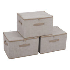 Sekey Aufbewahrungsboxen 3er Set mit Deckel | Stoffboxen 40 × 30 × 25 cm formstabil, faltbar & vielseitig einsetzbar
