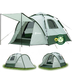 Sekey 2-Personen Campingzelt mit Hydraulik Pop-up System – Wurfzelt wasserdicht PU3000+, UV50+ Schutz, 2-in-1 Kuppelzelt mit Vorzelt & Markise für Outdoor & Familie